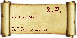 Kollin Pál névjegykártya